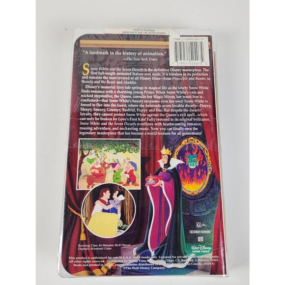 VTG 1937 Disney's Snow White and the Seven Dwarfs Masterpiece VHS Movie (Sealed) - Picture 4 of 11